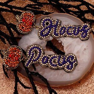 Halloween HOCUS POCUS Witch Theme Pumpkin Theme Beaded Earrings NEW
